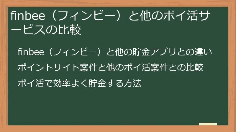 finbee(フィンビー)と他のポイ活サービスの比較