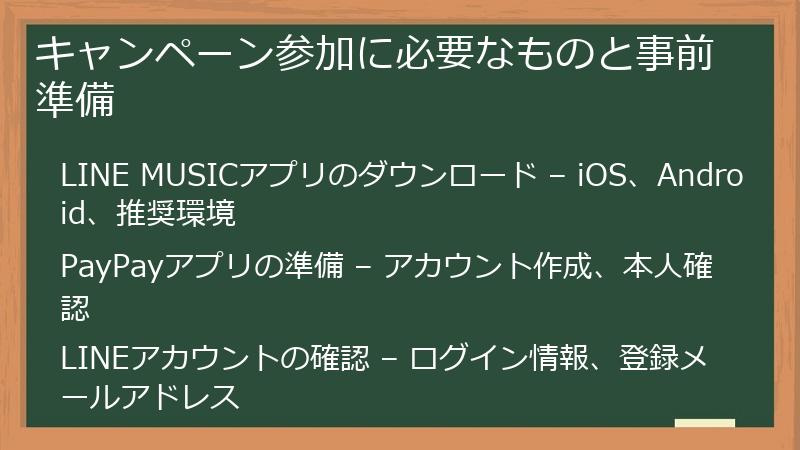 キャンペーン参加に必要なものと事前準備