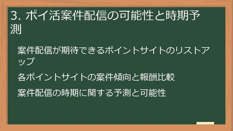 3. ポイ活案件配信の可能性と時期予測
