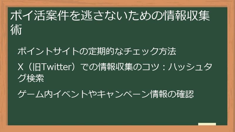 ポイ活案件を逃さないための情報収集術
