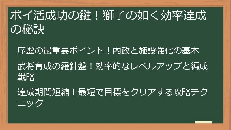 ポイ活成功の鍵！獅子の如く効率達成の秘訣