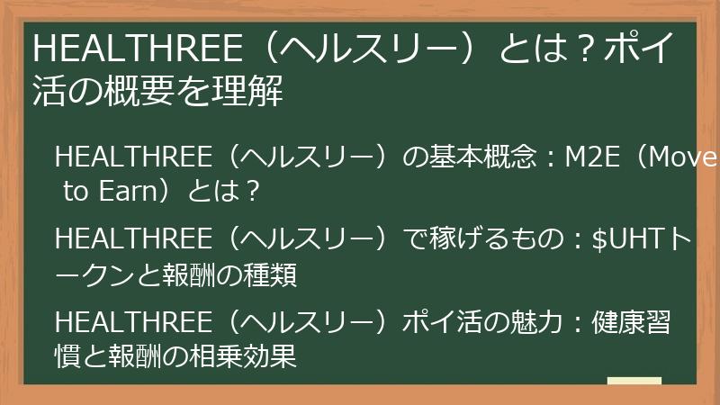 HEALTHREE（ヘルスリー）とは？ポイ活の概要を理解