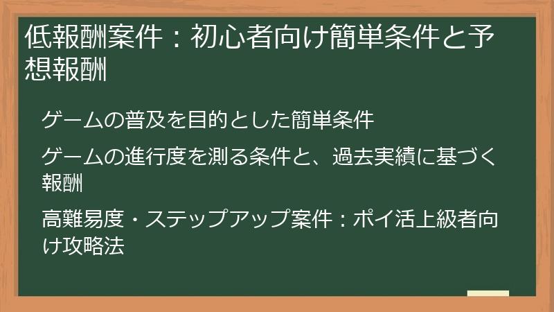 低報酬案件：初心者向け簡単条件と予想報酬