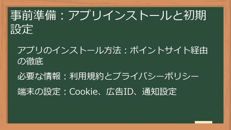 事前準備：アプリインストールと初期設定