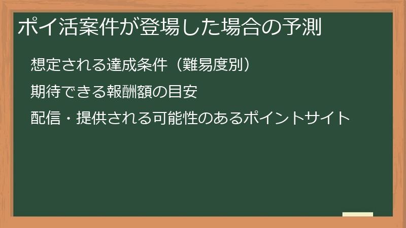 ポイ活案件が登場した場合の予測