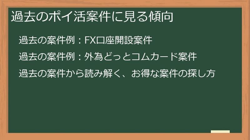 過去のポイ活案件に見る傾向