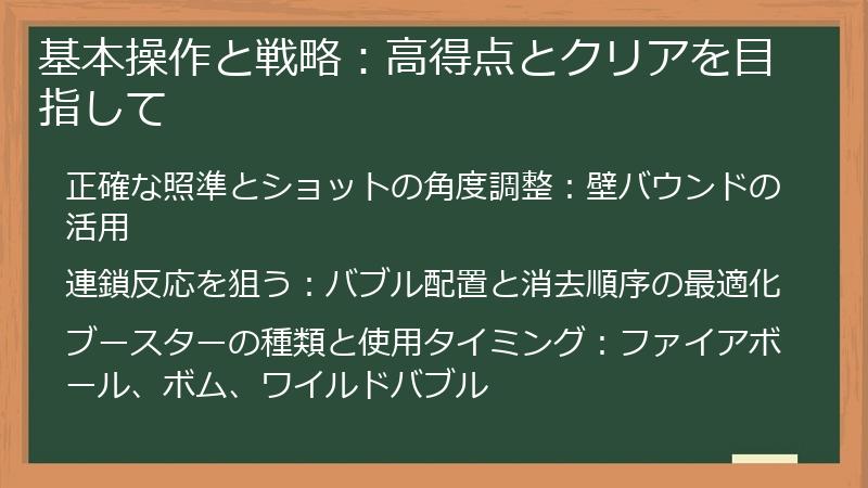 基本操作と戦略：高得点とクリアを目指して