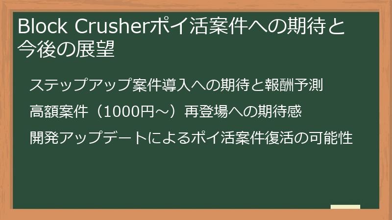 Block Crusherポイ活案件への期待と今後の展望