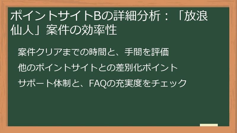 ポイントサイトBの詳細分析：「放浪仙人」案件の効率性