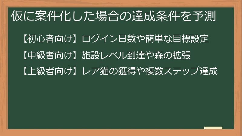 仮に案件化した場合の達成条件を予測