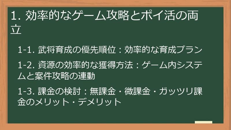 1. 効率的なゲーム攻略とポイ活の両立