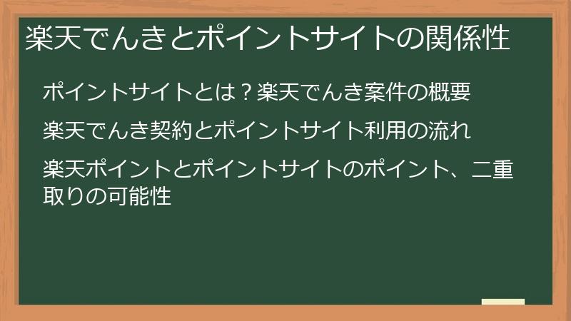楽天でんきとポイントサイトの関係性
