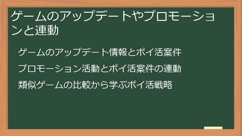 ゲームのアップデートやプロモーションと連動