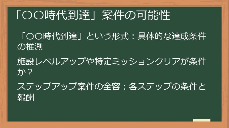 「〇〇時代到達」案件の可能性