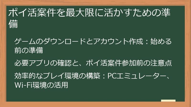 ポイ活案件を最大限に活かすための準備