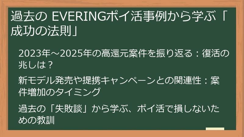 過去の EVERINGポイ活事例から学ぶ「成功の法則」