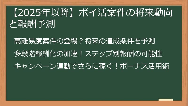 【2025年以降】ポイ活案件の将来動向と報酬予測