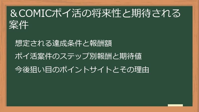 &COMICポイ活の将来性と期待される案件