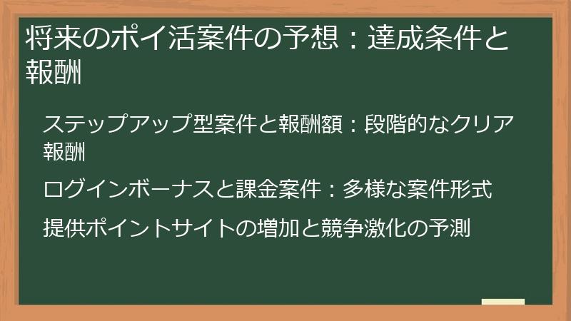 将来のポイ活案件の予想：達成条件と報酬