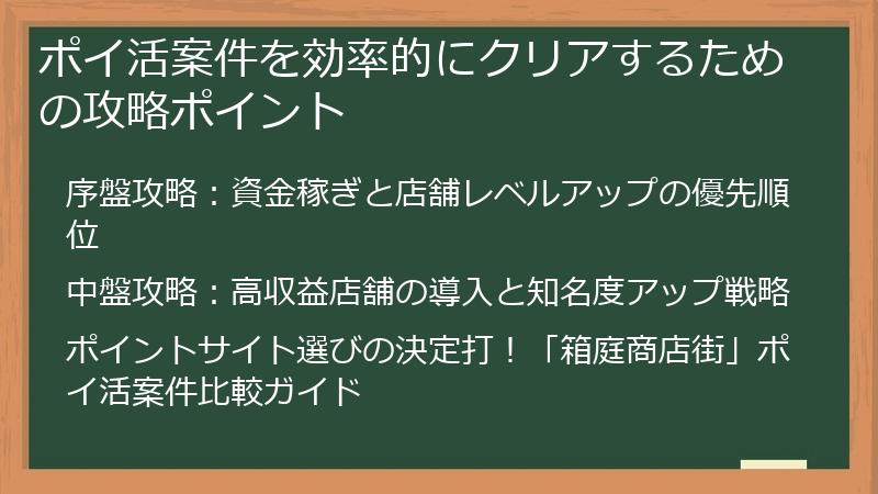 ポイ活案件を効率的にクリアするための攻略ポイント