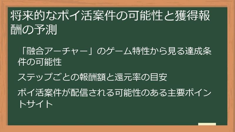 将来的なポイ活案件の可能性と獲得報酬の予測