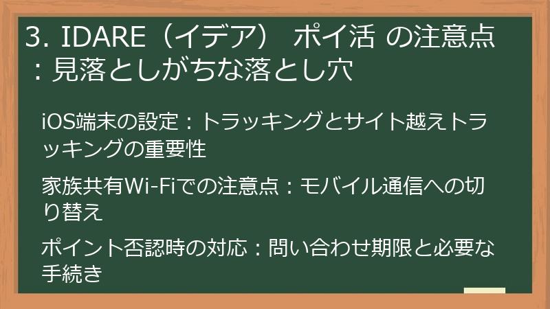 3. IDARE（イデア） ポイ活 の注意点：見落としがちな落とし穴