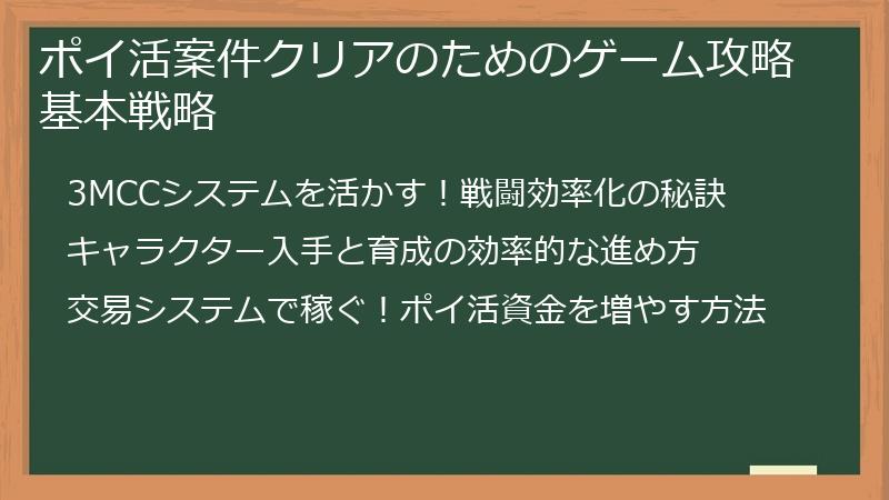 ポイ活案件クリアのためのゲーム攻略基本戦略