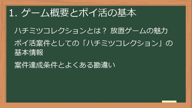 1. ゲーム概要とポイ活の基本