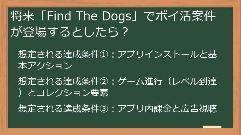 将来「Find The Dogs」でポイ活案件が登場するとしたら？