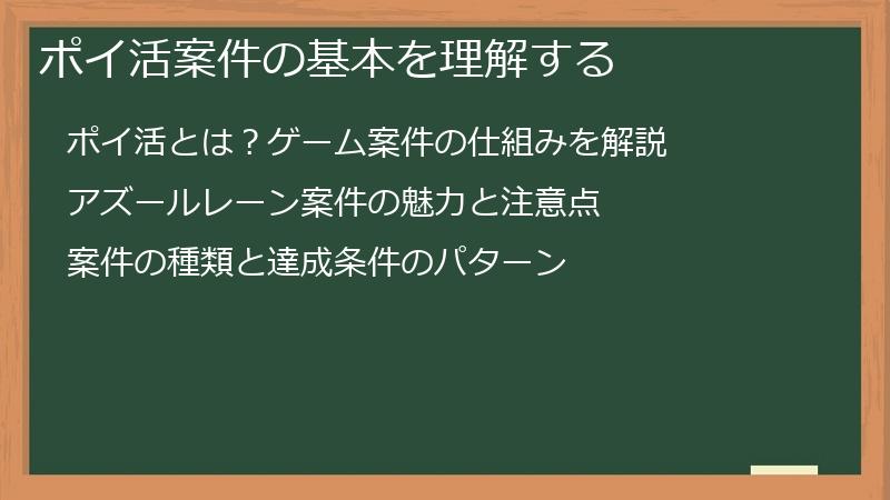 ポイ活案件の基本を理解する
