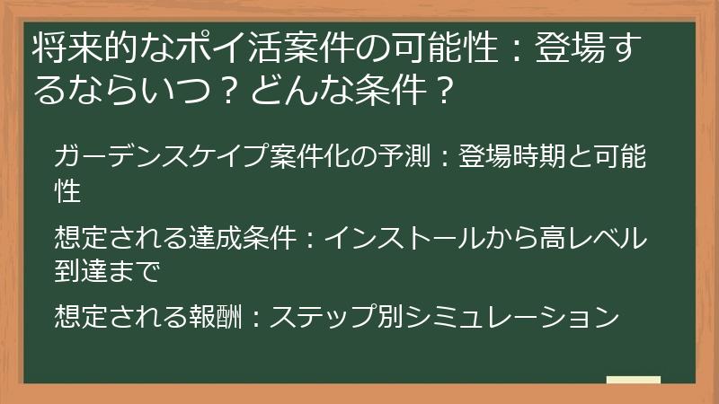 将来的なポイ活案件の可能性：登場するならいつ？どんな条件？