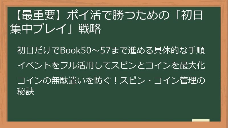 【最重要】ポイ活で勝つための「初日集中プレイ」戦略