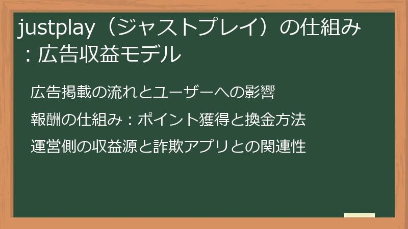 justplay（ジャストプレイ）の仕組み：広告収益モデル