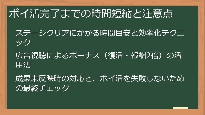 ポイ活完了までの時間短縮と注意点