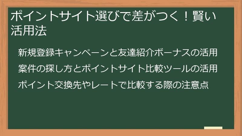 ポイントサイト選びで差がつく！賢い活用法