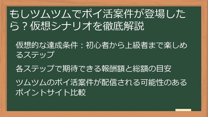 もしツムツムでポイ活案件が登場したら？仮想シナリオを徹底解説