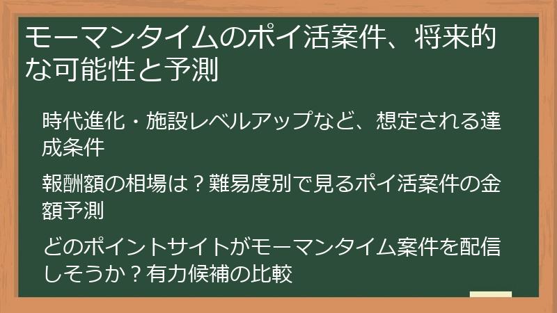 モーマンタイムのポイ活案件、将来的な可能性と予測