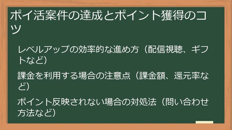 ポイ活案件の達成とポイント獲得のコツ