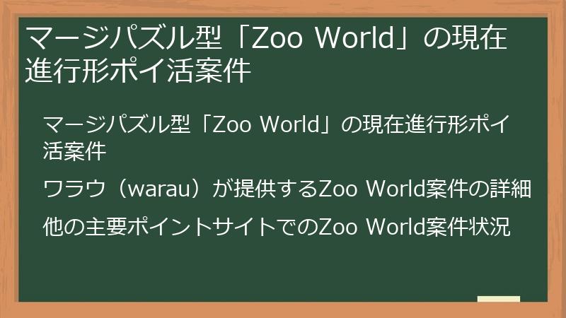 マージパズル型「Zoo World」の現在進行形ポイ活案件