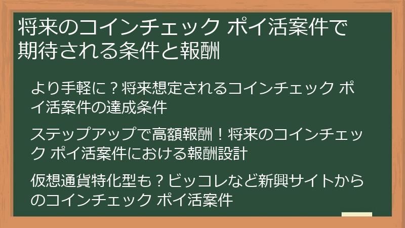 将来のコインチェック ポイ活案件で期待される条件と報酬