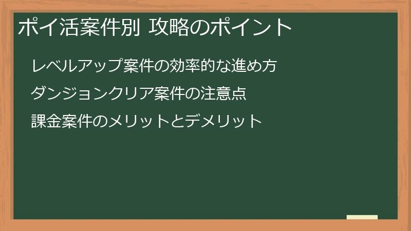 ポイ活案件別 攻略のポイント