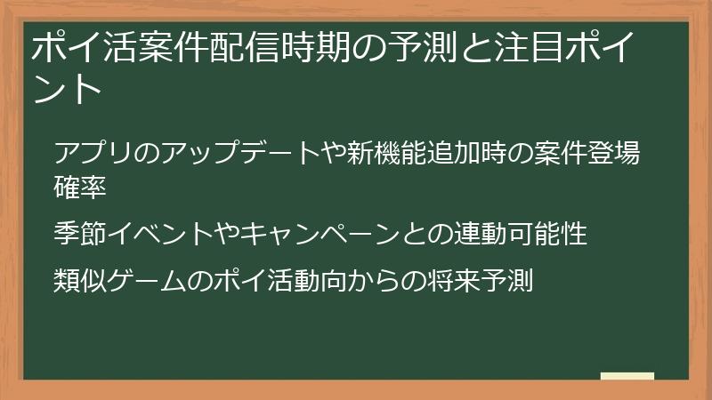 ポイ活案件配信時期の予測と注目ポイント