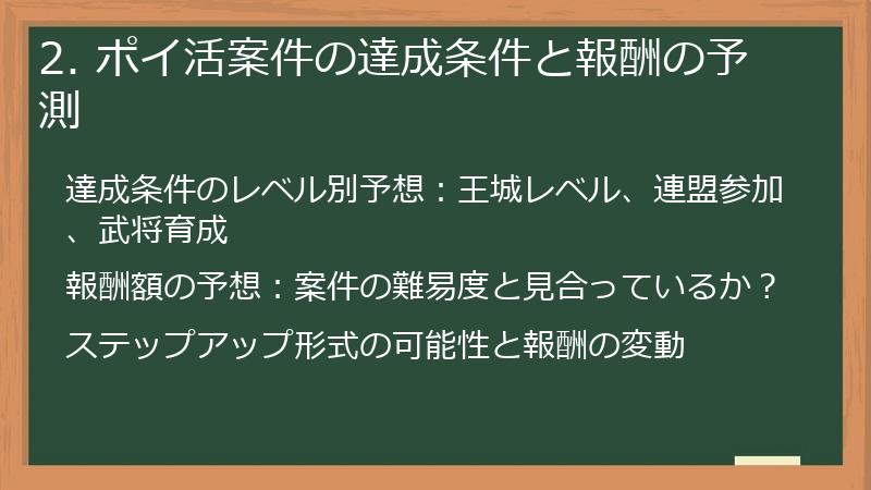 2. ポイ活案件の達成条件と報酬の予測