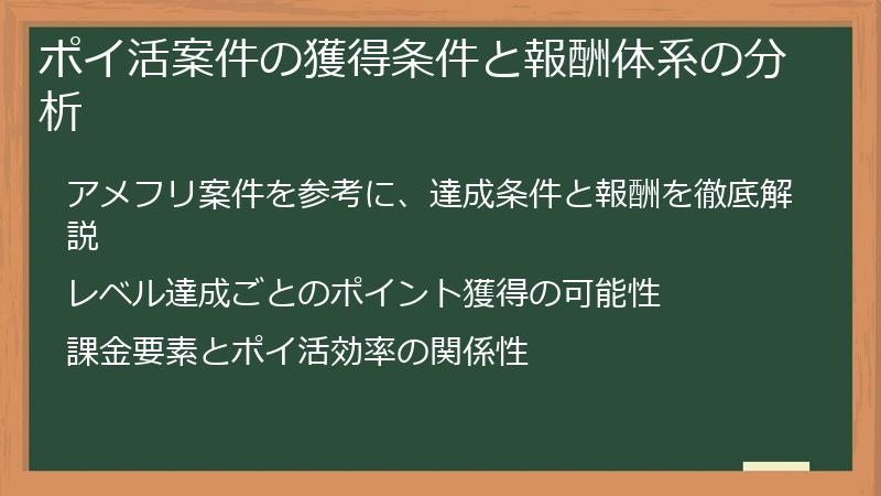 ポイ活案件の獲得条件と報酬体系の分析