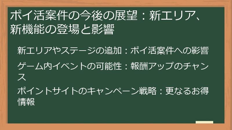 ポイ活案件の今後の展望：新エリア、新機能の登場と影響