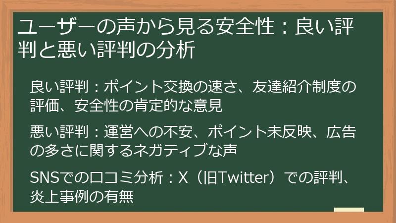 ユーザーの声から見る安全性：良い評判と悪い評判の分析