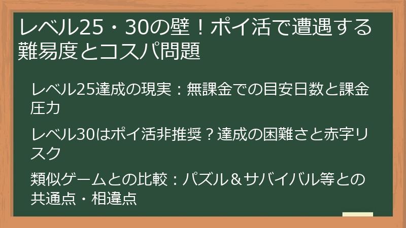 レベル25・30の壁！ポイ活で遭遇する難易度とコスパ問題