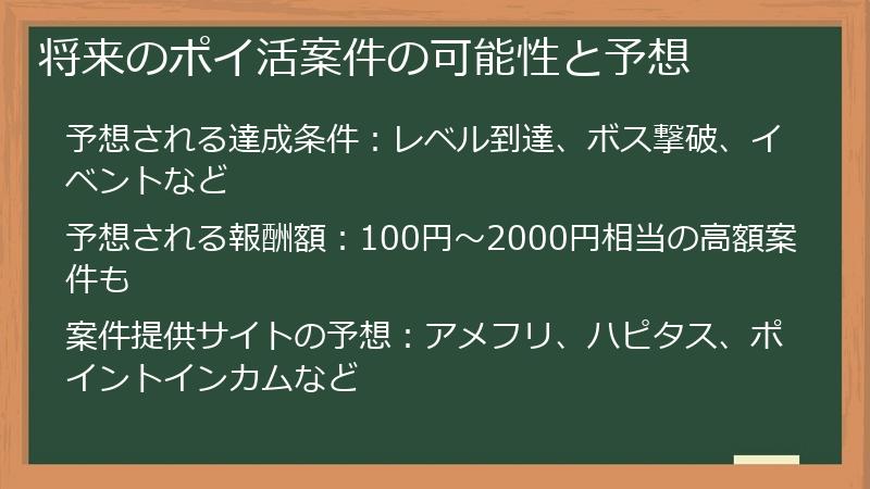 将来のポイ活案件の可能性と予想