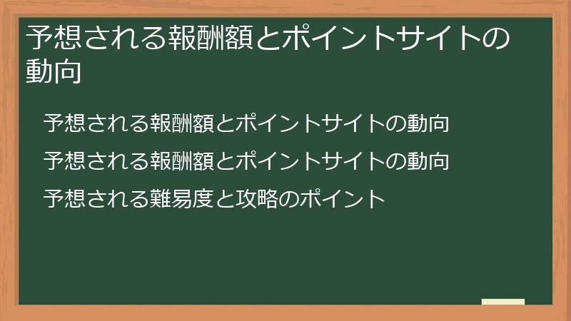 予想される報酬額とポイントサイトの動向
