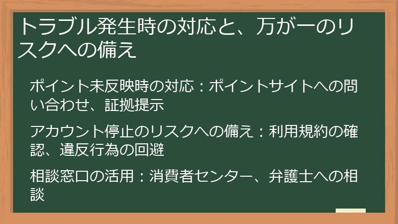 トラブル発生時の対応と、万が一のリスクへの備え